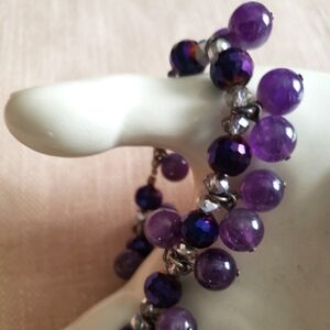 Amethyst and Crystal Sterling bracelet 8"
